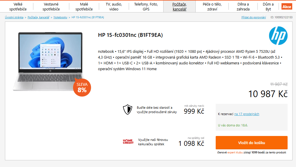 HP 4,3GHz, 16/1000GB, 15,6"