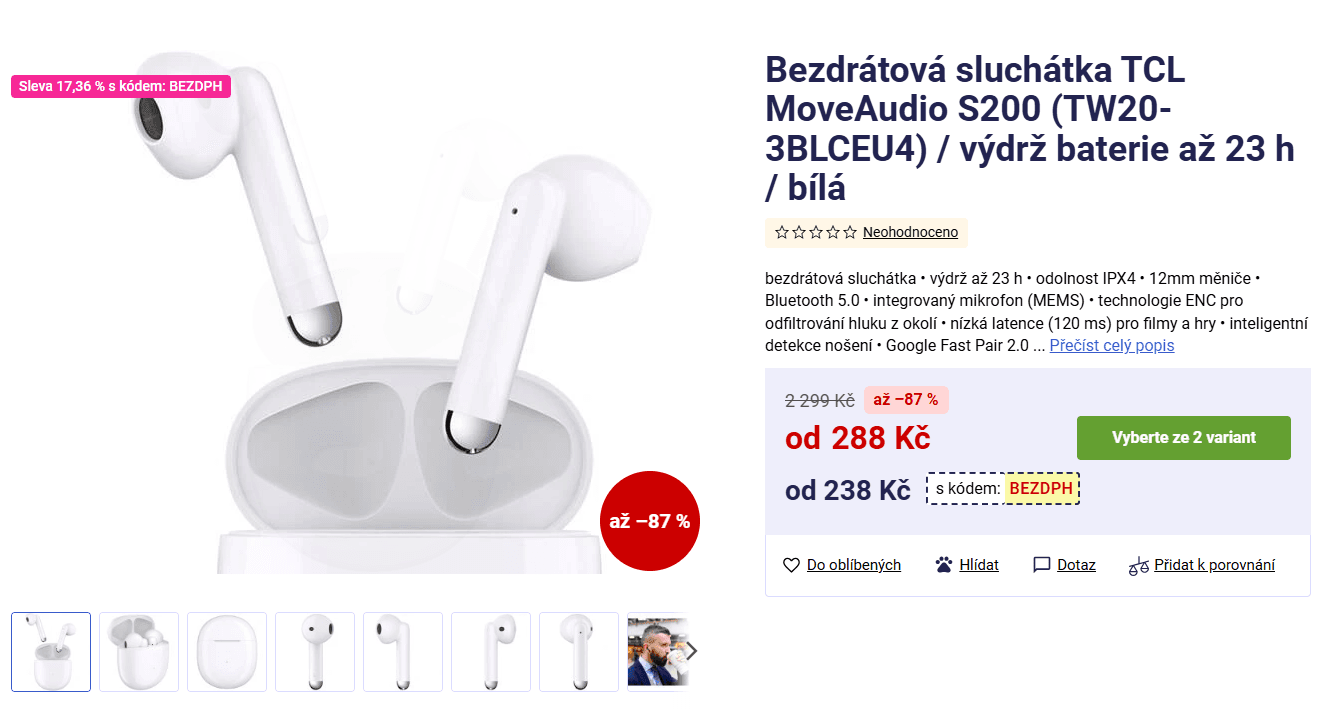 BT sluchátka TCL Moveaudio NEO